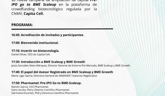 Pharmamel lanza la campaña de ampliación de capital «Go to BME Scaleup»