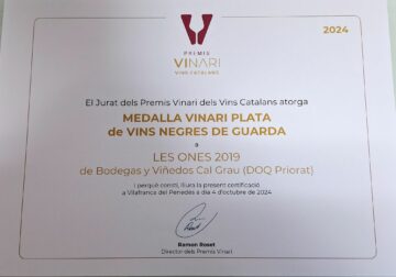 Clos Badaceli Garnacha 2018 y Les Ones 2019 premiados en los Premios Vinari 2024