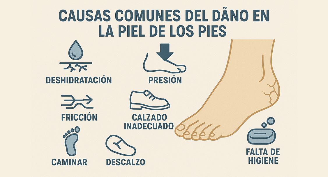 Causas comunes del daño en la piel de los pies