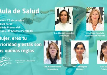Nuevo Aula de Salud de Policlínica Gipuzkoa: ‘Mujer, eres tu prioridad y estas son las nuevas reglas’