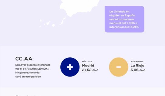 El precio medio del alquiler sube un 17,24% frente al año pasado